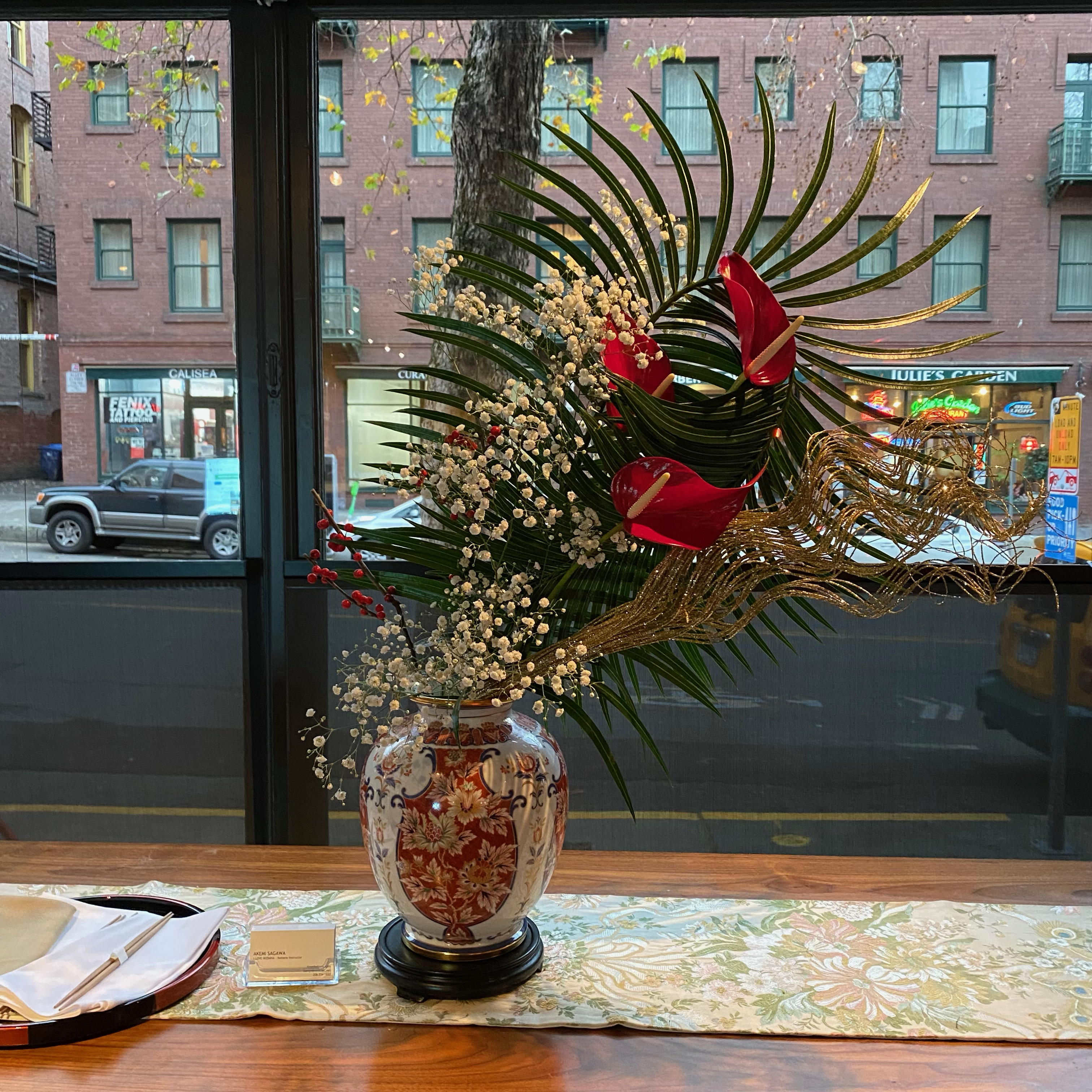 Anthurium and Japanese Anemone Arranged by Akemi